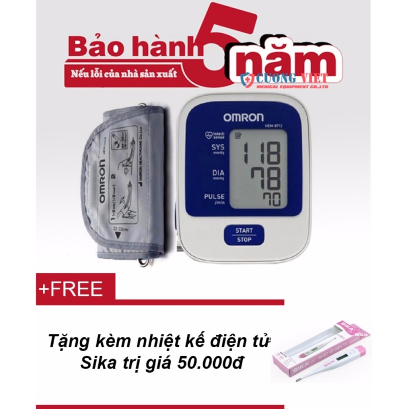 Máy đo huyết áp Omron HEM-8712 + Tặng kèm nhiệt kế điện tử Sika bán chạy