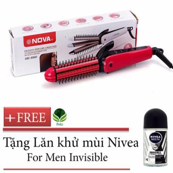 Máy tạo kiểu tóc đa năng Nova NHC-8890 (Duỗi, uốn, xù) + Tặng Lăn khử mùi Nivea men 15ml  