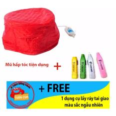 Mũ hấp tóc đỏ tiện dụng + Free 1 dụng cụ lấy ráy tai giao màu sắc ngẫu nhiên