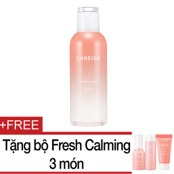 Nước cân bằng Laneige Fresh Calming Toner 250ml + Tặng bộ dưỡng Fresh Calming 3 món  