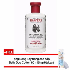 Nước hoa hồng không cồn hương hoa hồng THAYERS® Alcohol-Free Rose Petal Witch Hazel Toner 355ml (Dành cho da khô, da thường) + Tặng Bông tẩy trang cao cấp Bella Duo Cotton 80 miếng