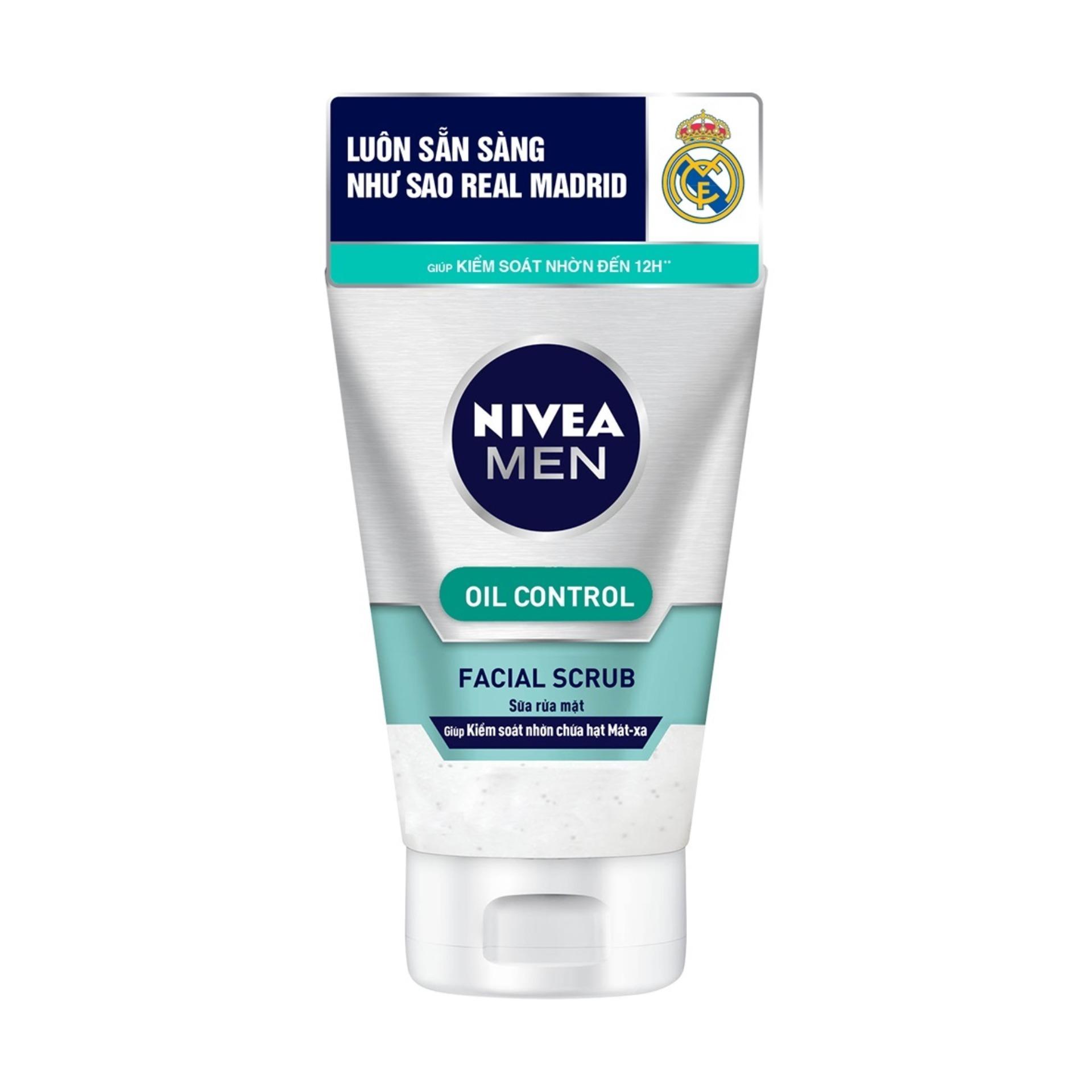 Sữa rửa mặt hạt mát-xa sạch sâu NIVEA Men 10X Whitening Effect Scrub Face Wash 50g