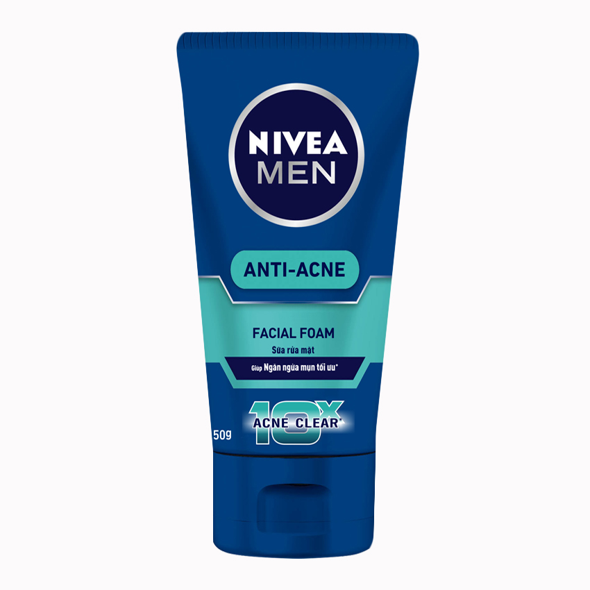 Sữa rửa mặt ngăn ngừa mụn tối ưu NIVEA Men 10X Acne Clear Face Wash 50g