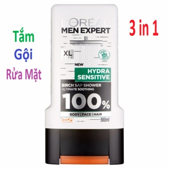 Sữa tắm gội rửa mặt L'oréal Men Expert Hydra Sensitive 300ml  