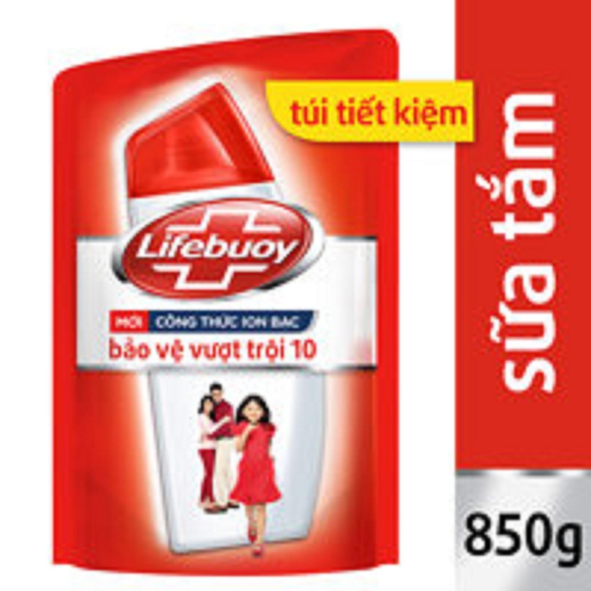 Sữa tắm Lifebuoy bảo vệ vượt trội 10 túi 850g đỏ