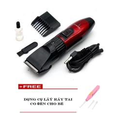 Giảm giá Tông đơ cắt tóc cho trẻ em KEMEI PGH-19 (Đỏ phối đen) +Tặng 1 dụng cụ lấy ráy tai có đèn cho bé