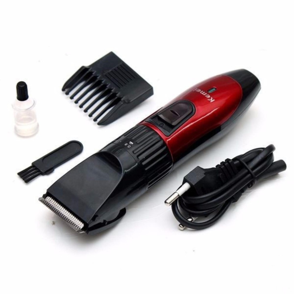 Tông đơ cắt tóc chuyên nghiệp tphcm giá rẻ KM-730 (Đỏ) + Tặng kẹp chống muỗi tinh dầu