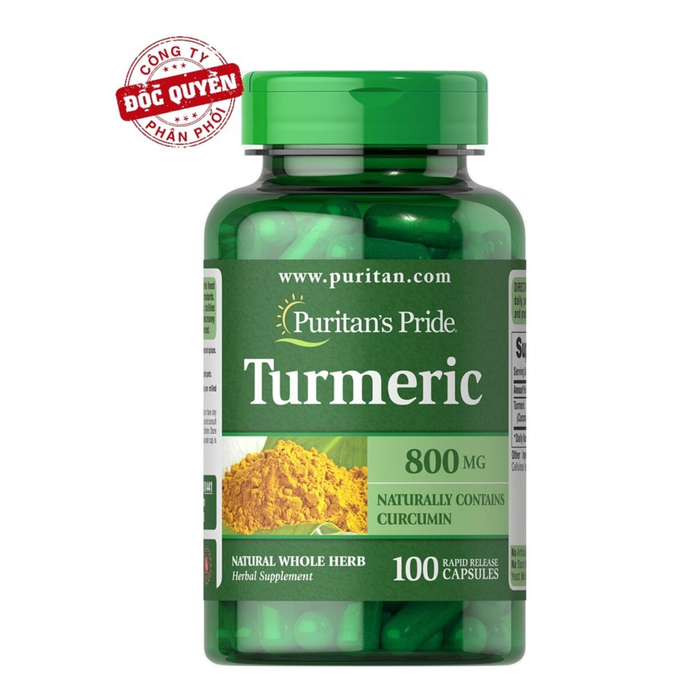 Viên uống nghệ hỗ trợ hệ tiêu hóa, dạ dày, giảm viêm khớp, curcuma longa Puritan's Pride Turmeric 800mg 100...