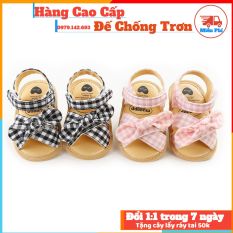 Dép tập đi cho bé, Giày Tập Đi Em Bé, Dép Tập Đi Quai Dán Đính Nơ Dễ Thương Cho Bé Trai và Bé Gái từ 0-18 tháng
