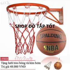 Combo Khung vành Bóng Rổ 40cm + Quả Bóng Rổ 7 Spalding da PU cao cấp Dành Cho Thanh Thiếu Niên Và Vận Động Viên