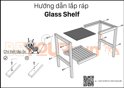 Kệ đầu giường gỗ đa năng mặt kính cường lực BEYOURs Glass Shelf nội thất kiểu hàn lắp ráp