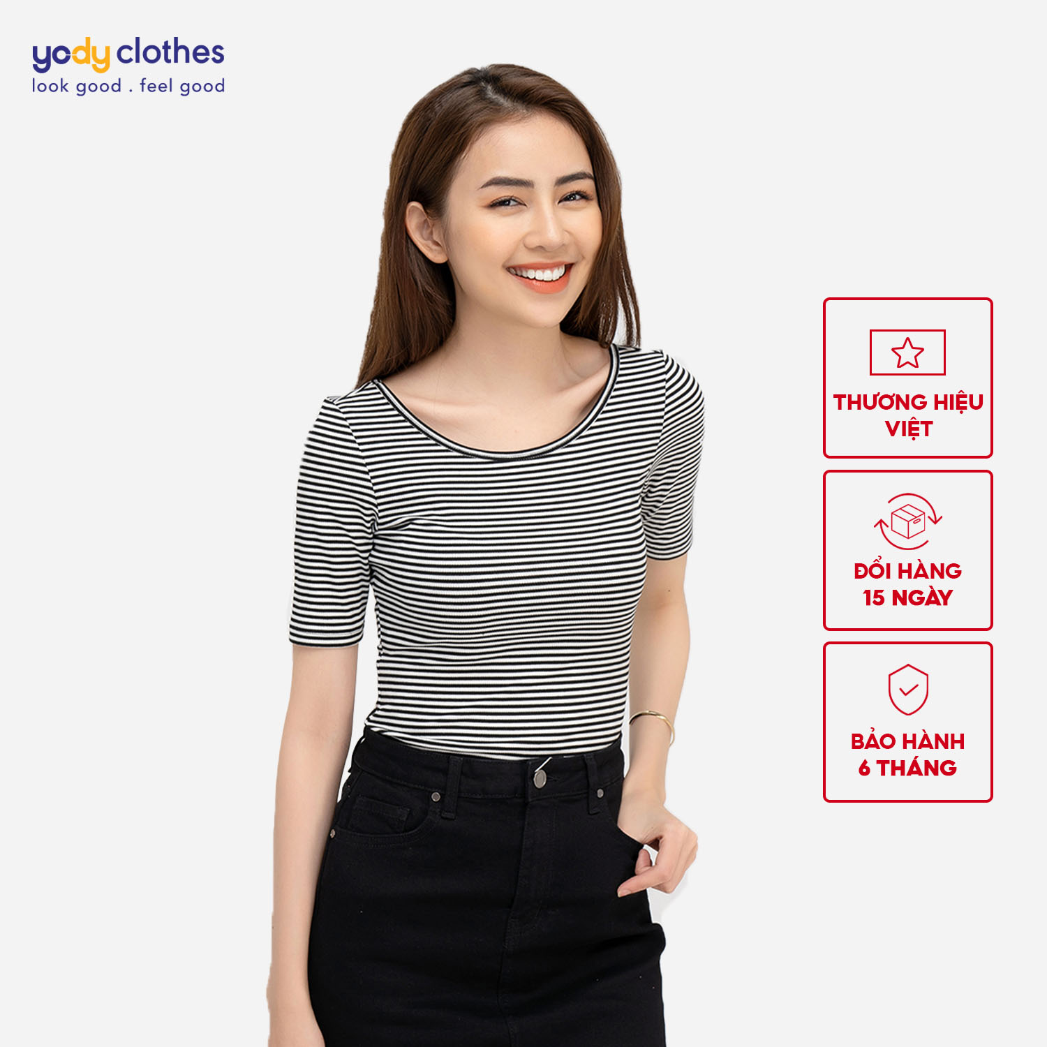 Bán Áo Thun Nữ Body Sọc Ngang Ngắn Tay Yody, Áo Nữ Cổ Tròn Chất Liệu Thoáng  Mát Co Giãn Tốt Tsn4054 Giá Rẻ Bất Ngờ! | Review Zimken