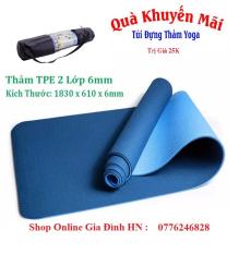 Thảm tập yoga TPE 2 lớp 6mm cao cấp kèm túi đựng thời trang