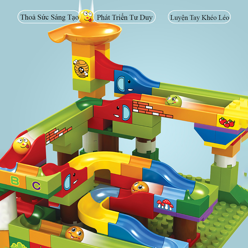Đồ chơi trẻ em lego xếp hình tháp cầu trượt kèm vòng quay mặt trời, gồm 469 mảnh ghép chi...