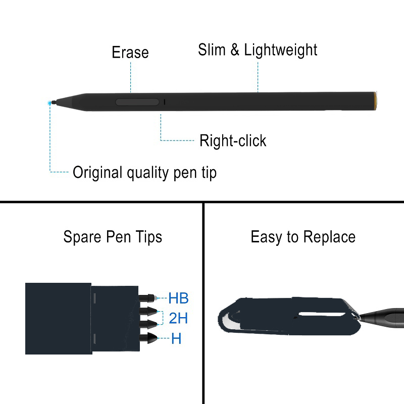 【C582S】Uogic Stylus Pen for Surface, Bluetooth Remote Control and Shortcuts, 4096 Levels of Pressure Sensitivity, Palm Rejection