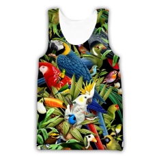 ◐◕◑ Cross-border commodity foreign trade leisure vest male 3D digital printing animal parrot adult vest one piece to the picture