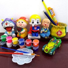 Tô Tượng trẻ em, bộ 6 tượng cao 9-11cm tặng 12 màu, 2 cọ, 1 vỉ.