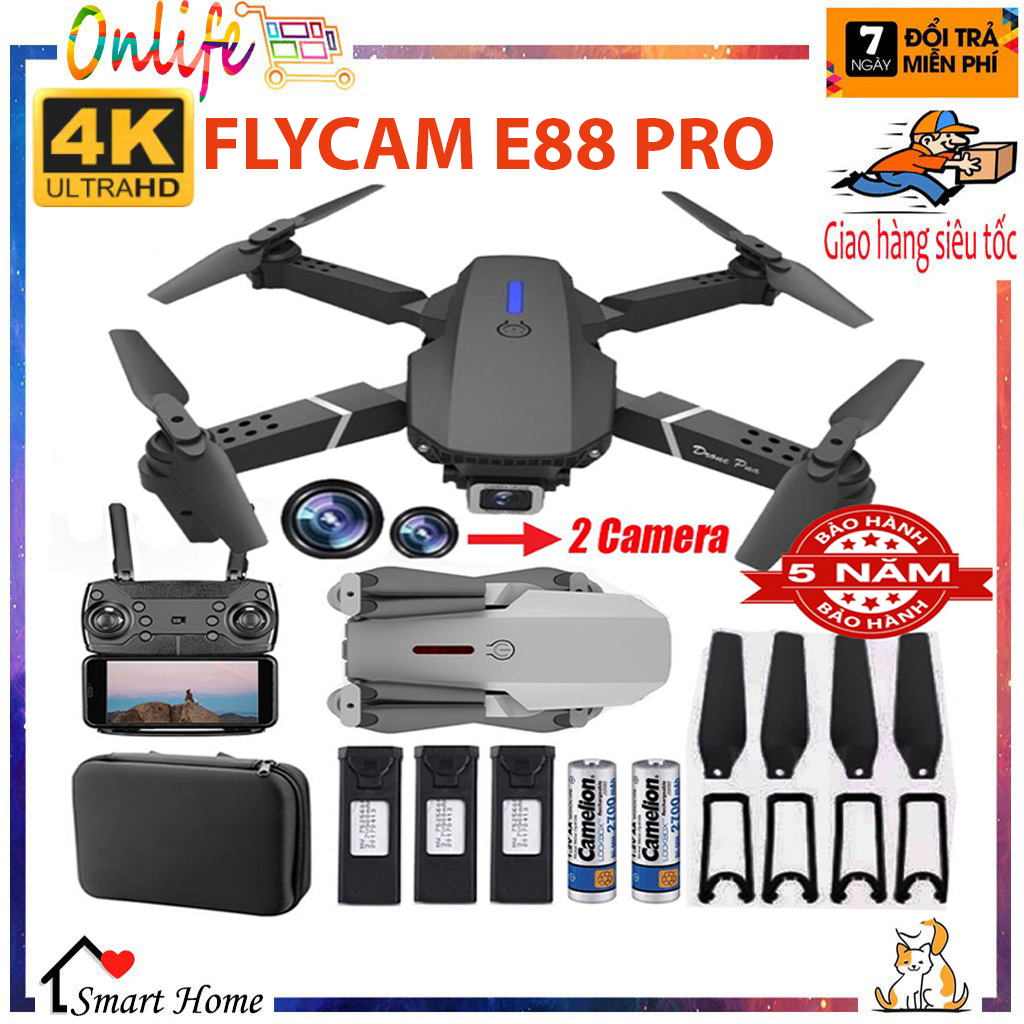 [ MẪU MỚI 2022 ] Máy bay Flycam E88 PRO, Máy bay điều khiển có camera, Flycam mini, Flycam,Fly cam giá rẻ, Máy bay quay phim chụp ảnh 4K chất lượng