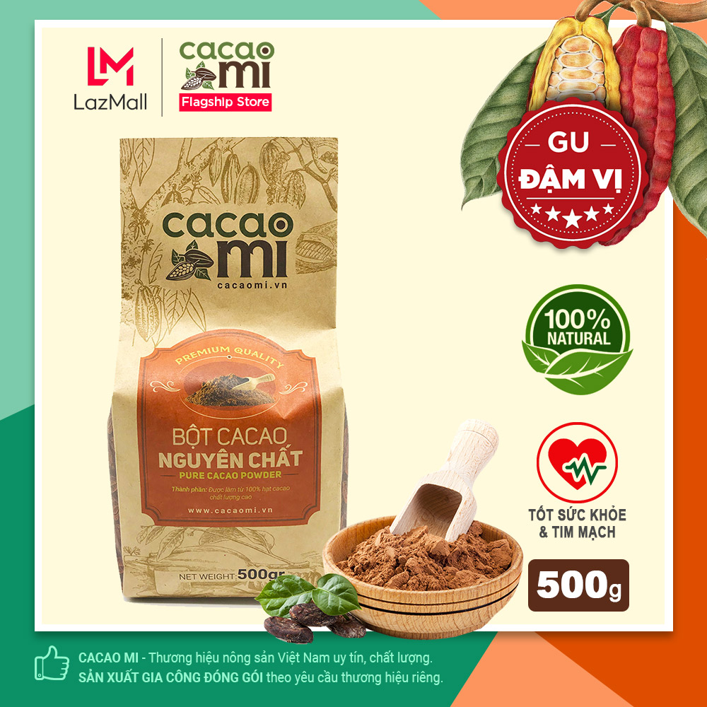 GIÁ SỈ socola nóng loại ngon - Bột cacao nguyên chất 100% CacaoMi Premium chuẩn UTZ xuất khẩu túi 500g