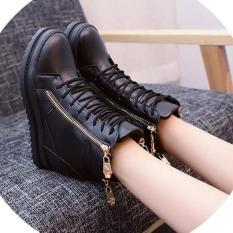 Giày boot nữ cao cổ đế độn phong cách Hàn Quốc B042