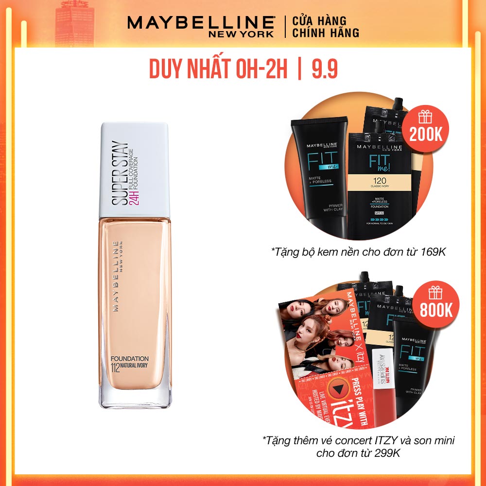 Kem Nền Che Khuyết Điểm 24H Lâu Trôi Che Phủ Cao SuperStay Full Coverage Foundation Maybelline New York 30ml