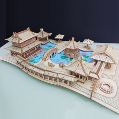 Đồ chơi lắp ráp gỗ 3D Mô hình Nhà vườn Tô Châu Laser – Tặng kèm đèn LED trang trí