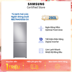 [VOUCHER upto 1 triệu] [Trả góp 0%]Tủ lạnh Samsung hai cửa Ngăn Đông Dưới 280L (RB27N4010S8/SV)