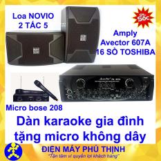 Dàn karaoke gia đình Dàn karaoke gia đình hay, Dàn karaoke giá rẻ CẶP LOA NOVIO 2T5 VÀ AMPLY KARAOKE AVECTOR 607A TẶNG 2 MICRO KHÔNG DÂY – TẶNG USB BLUETOOTH