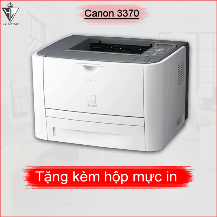 [Ảnh thực tế] Máy in cũ hai mặt Canon LBP 3370 khổ A4 + Tặng kèm hộp mực mới + dây nguồn + cáp kết nối