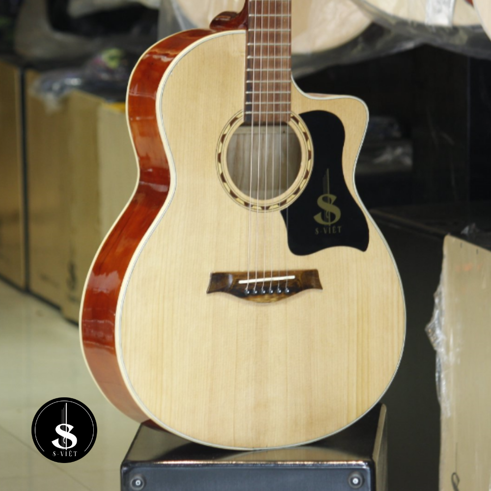 6 mẫu đàn guitar giá rẻ cho người mới tập, đàn guitar acoustic có ty, khóa dây cao cấp, gỗ thịt chính hãng S Việt