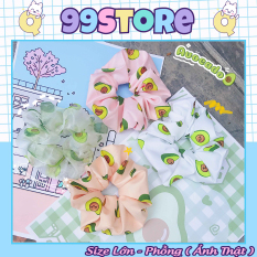 ( Ảnh Thật ) Cột Tóc Vải Scrunchies Quả Bơ