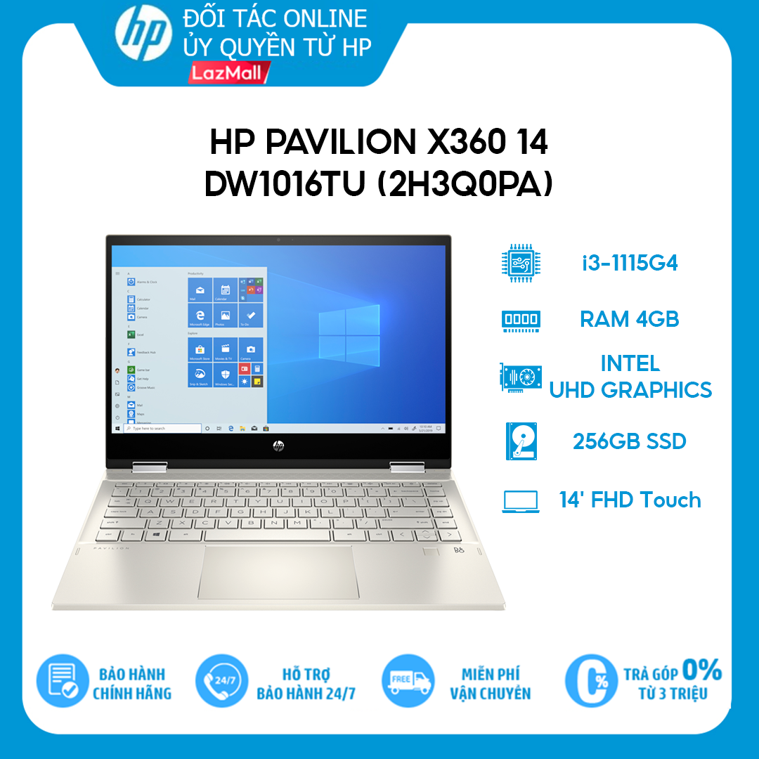 [Trả góp 0%] Laptop HP Pavilion x360 14-dw1016TU (2H3Q0PA) (i3-1115G4 | 4GB | 256GB | Intel UHD Graphics | 14 FHD Touch | Win 10 + Office)