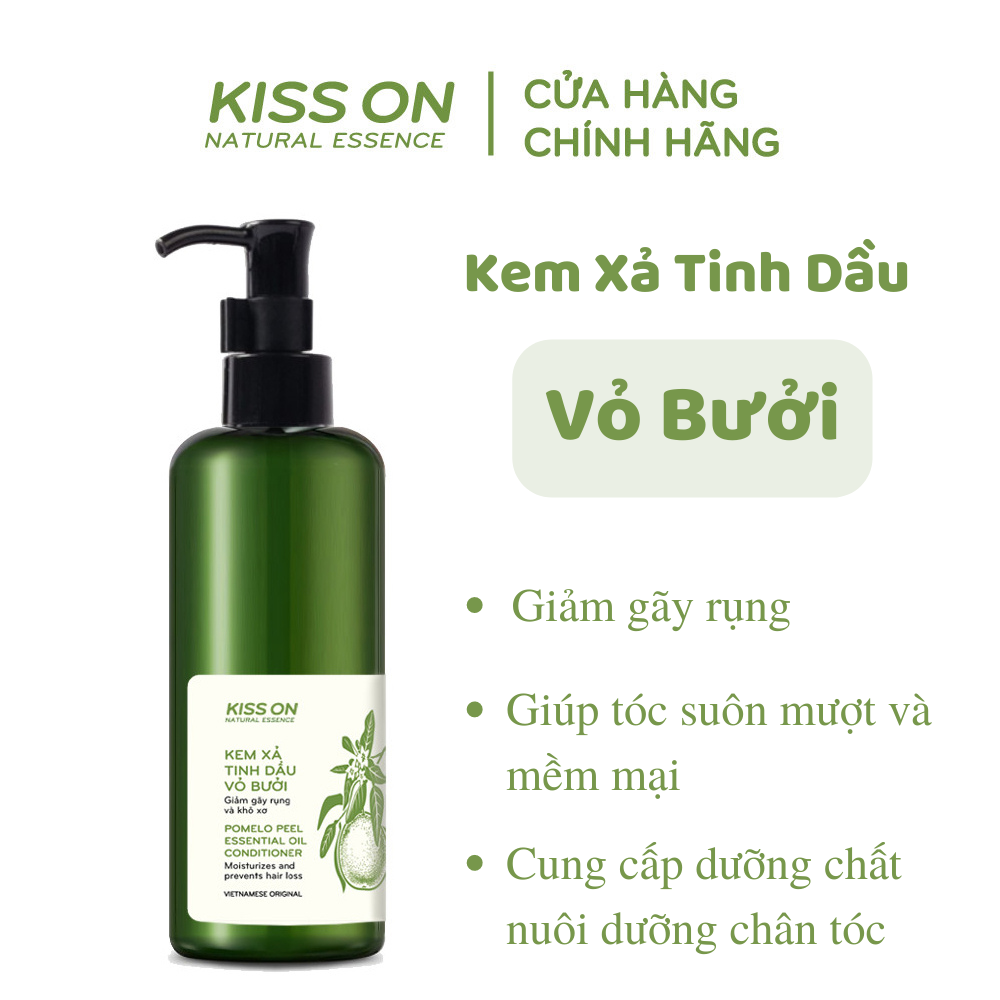 Kem xả tinh dầu vỏ bưởi KISSON 300ml kích thích mọc giúp giảm gãy rụng, giảm khô xơ, phục hồi hư tổn giúp tóc suôn mượt và mềm mại -Pure Natural