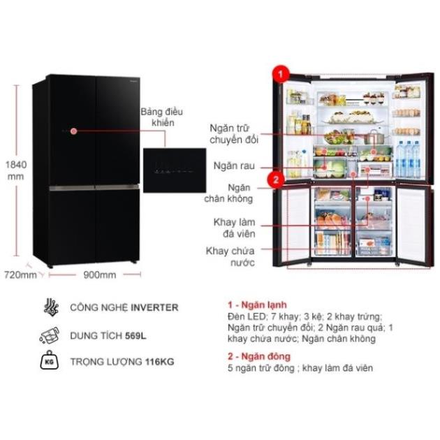 Tủ Lạnh Hitachi Inverter 569 Lít R-WB640VGV0(GBK) 4 Cánh < Chính hãng BH:24 tháng tại nhà toàn quốc >