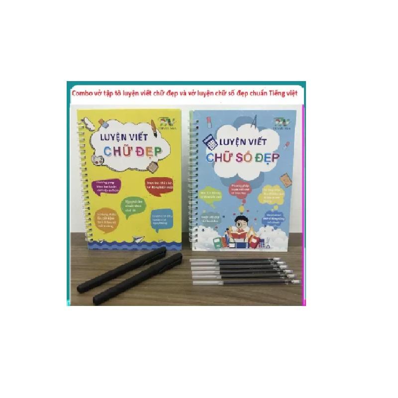 Bộ hai cuốn sách tập tô luyện viết chữ đẹp và sách luyện viết chữ số đẹp phiên bản chuẩn...