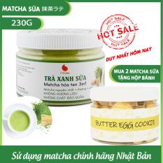 Bột trà xanh sữa , matcha sữa , matcha chính hãng Nhật Bản, thơm ngon , tiện lợi , đặc biệt không hương liệu , sản phẩm bán chạy , hũ 230g