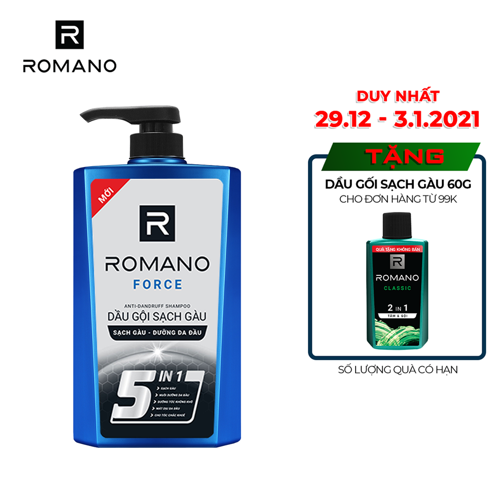 Dầu gội sạch gàu Romano Force loại bỏ & ngăn gàu trở lại 650gr