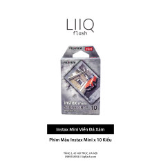 Phim Instax Mini Viền Đá Xám, Màu Color, Instant x 10 Kiểu Mini, In Date Cho Máy Chụp Ảnh Fujifilm – LIIQ Flash