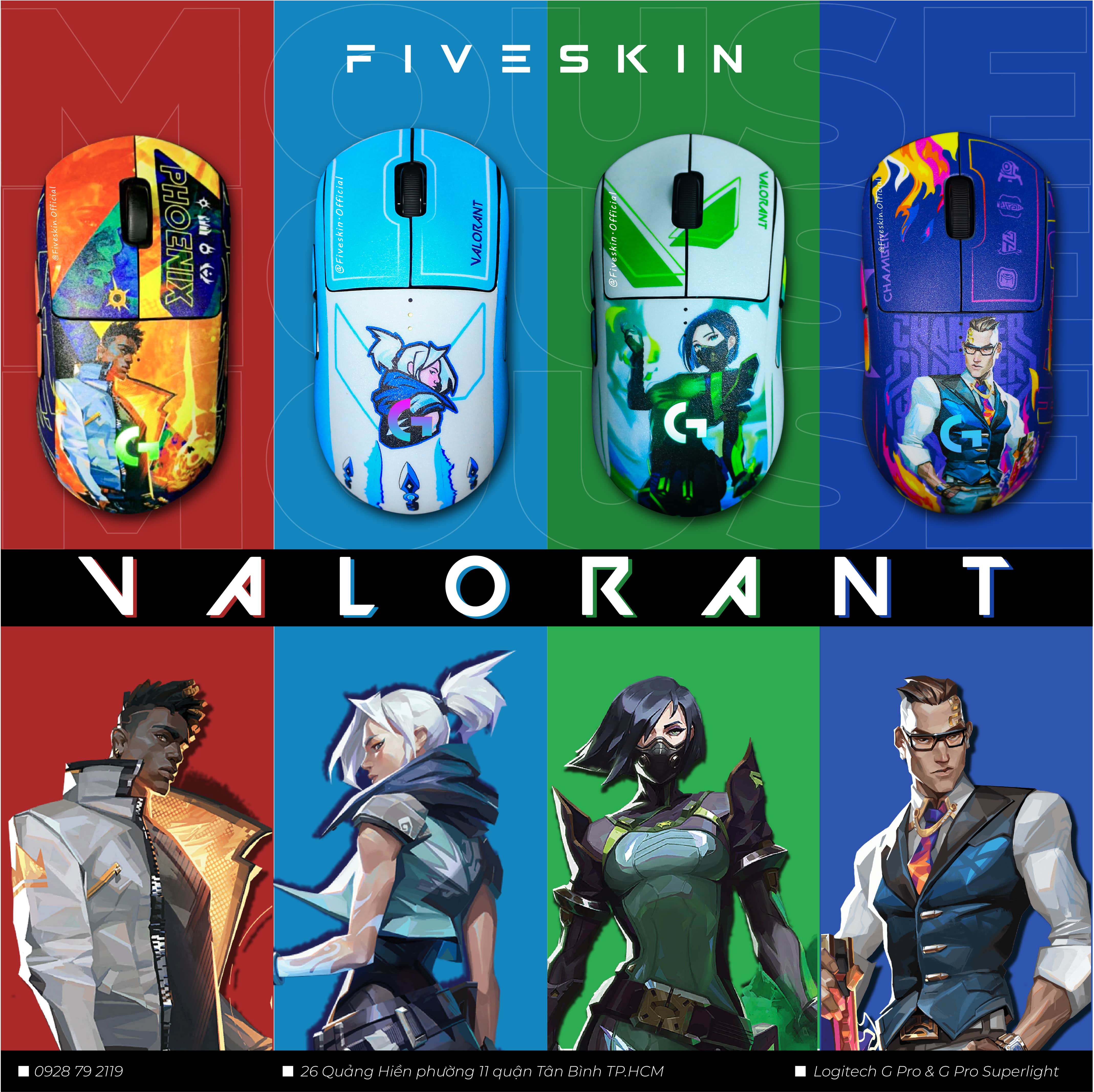 Miếng dán skin in hình Valorant cho chuột gaming Logitech G pro, G pro Superlight, G102 và 304, G403, G502,...