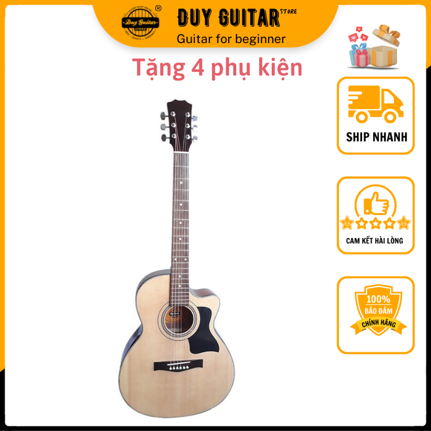 Đàn guitar acoustic giá rẻ Duy Guitar Store DT70 dòng đàn đàn ghi ta chất lượng cho âm thanh vang sáng có ty chống cong cần bấm nhẹ hợp với học sinh sinh viên