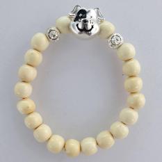 Vòng tay Dâu Tằm và Charm Chó đồm Bạc xinh xắn cho bé 0-5 tuổi ( 99.99% Gỗ Dâu tằm và 95% Bạc Thật)