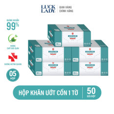 Combo 5 hộp khăn cồn Luck Lady 50 gói 1 tờ cồn