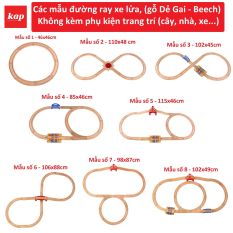 Các set đường ray xe lửa gỗ, không xe và phụ kiện