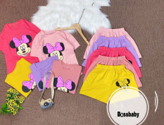 COMBO 3 đồ bộ tay ngắn chuột MECKEY bé gái,có 5 màu cho bé 6-24kg.