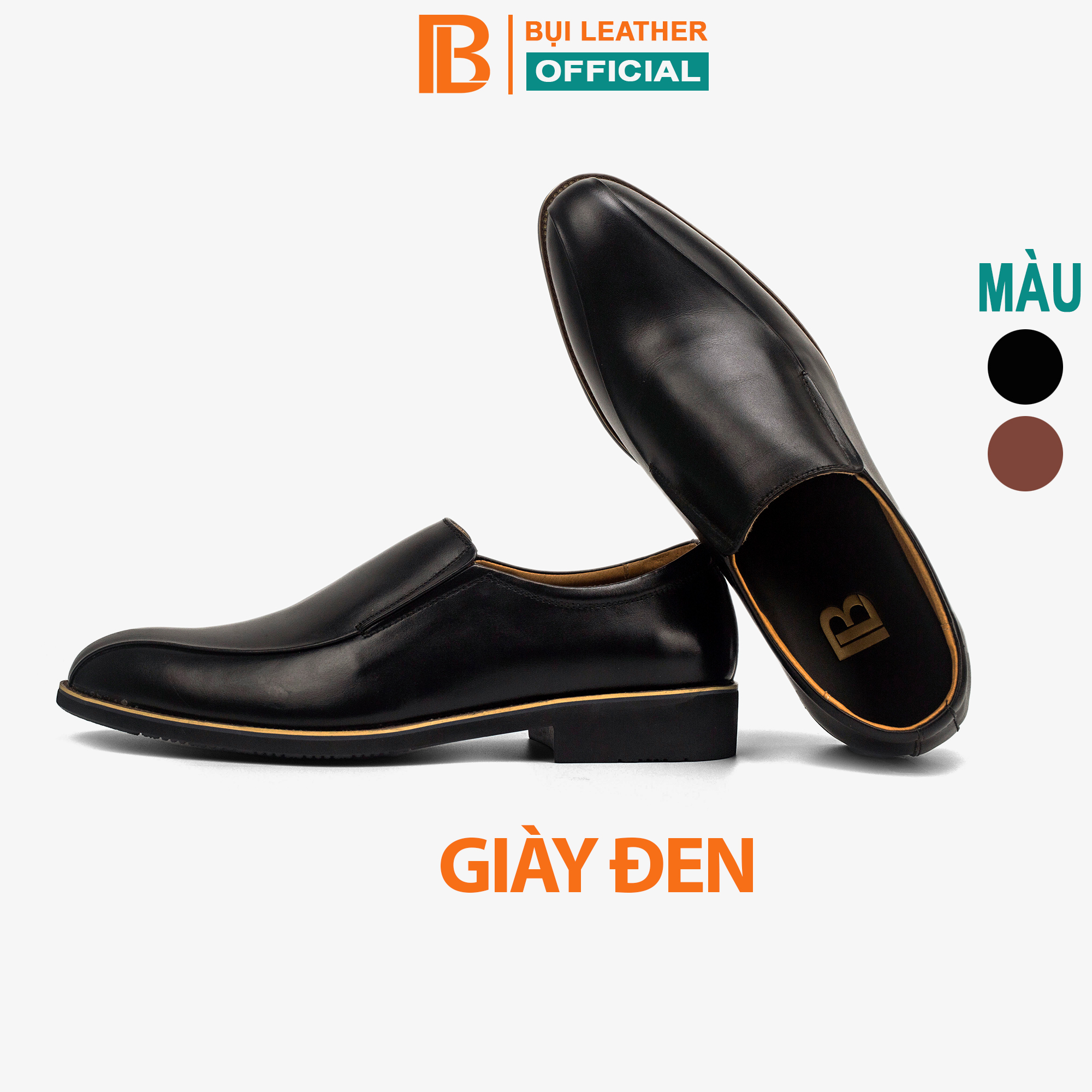 Giày tây nam công sở da bò nappa cao cấp, giày lười nam màu nâu G110- Bụi leather- hộp sang...