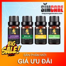 [Mua 4 tặng 1] Combo Tinh dầu thiên nhiên cao cấp lavender, lài, chanh, sả Lọ 10ml, dùng cho máy xông tinh dầu, máy khuếch tán tinh dầu, máy tạo ẩm, máy phun sương SimCare