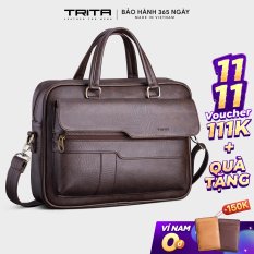 Cặp công sở nam cao cấp TRITA TCA14 có dây đeo chéo đựng laptop tài liệu phong cách lịch lãm bảo hành 365 ngày