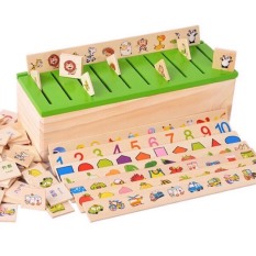 Hộp thả hình 80 thẻ bằng gỗ – 8 chủ đề cho bé học nhận biết – Smart baby