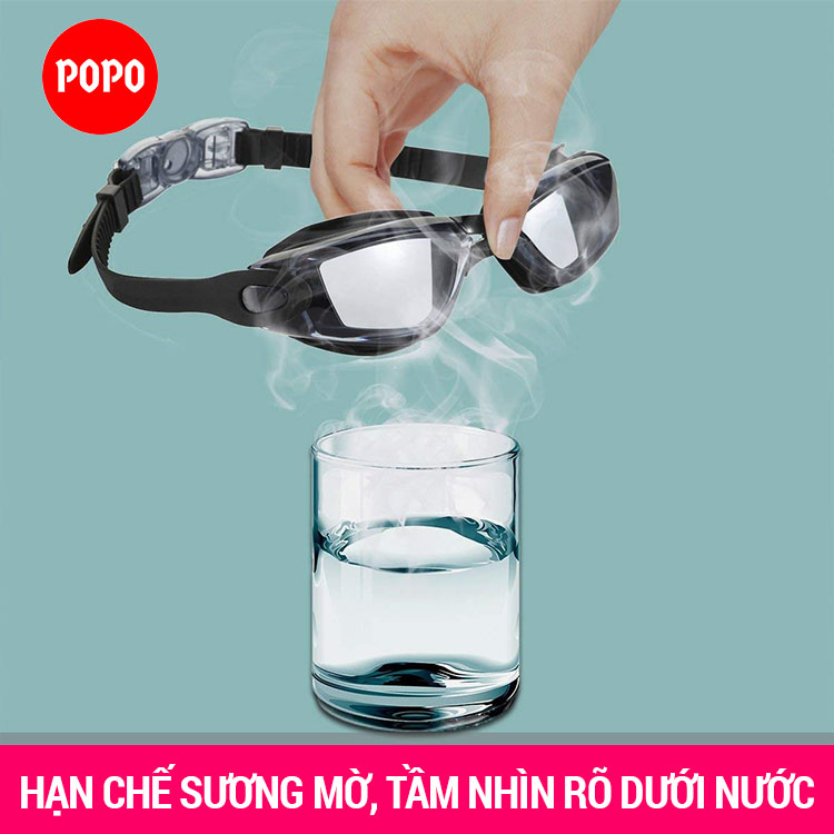Kính bơi + Mũ bơi + Bịt tai kẹp mũi POPO 2360 mắt trong (Combo 4 sản phẩm) Kính bơi...