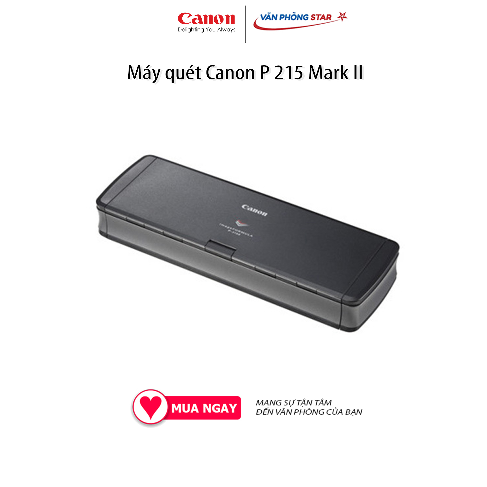 Máy quét Canon P 215 Mark II. Tốc độ quét 15ppm (black), 10ppm (colour). Độ phân giải 100 - 600...
